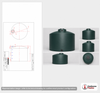 Dimensional spec drawing for Norwesco 5000 Gallon Vertical Water Tank (119" L x 119" W x 112" H)