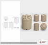 Dimensional spec drawing for Enduraplas 3000 Gallon Vertical Water Tank (90" L x 90" W x 125" H)