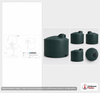 Dimensional spec drawing for Norwesco 1000 Gallon Vertical Water Tank (72" L x 72" W x 66" H)