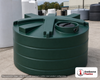 Enduraplas 1200 Gallon Dark Green Vertical Water Storage Tank. Polyethylene; Dark Green; dimensions 60.0in H x 90.0in W x 90.0in L; 235.0 lb empty; 1.1 specific gravity rating; fittings: 1 Inlet , 1 Outlet , 1 Manway / Lid; max temp 120 deg  F / 48 deg  C; 10 Year Warranty with Activation. Manufacturer part number TLV01200DG. Sold by OneSource Plastics (https://www.onesourceplastics.com).