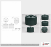 Dimensional spec drawing for Enduraplas 8000 Gallon Vertical Water Tank (144" L x 144" W x 142" H)
