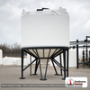 Snyder Industries 2000 Gallon 30 Degree XLPE Cone Bottom Tank in White 1.9 sg. 2000 gallon capacity; Cross Linked Polyethylene; White; dimensions 102.0in H x 90.0in W x 90.0in L; 400.0 lb empty; 1.9 specific gravity rating; 30-degree cone bottom; fittings: 1 Manway / Lid; max temp 100 deg  F / 37 deg  C. Manufacturer part number 5070000n42. Manufactured by Snyder. Sold by OneSource Plastics (https://www.onesourceplastics.com).