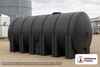 Norwesco 6025 Gallon Black Heavy Duty Horizontal Leg Tank. 6025 gallon capacity; Polyethylene; Black; dimensions 106.0in H x 99.0in W x 193.0in L; 1900.0 lb empty; 1.9 specific gravity rating; fittings: 1 Outlet , 1 Manway / Lid; max temp 120 deg  F / 48 deg  C; 5 Year Warranty. Manufacturer part number 44316b. Manufactured by Norwesco. Sold by OneSource Plastics (https://www.onesourceplastics.com).