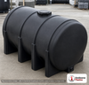 Norwesco 3725 Gallon Black Horizontal Leg Tank. Polyethylene; Black; dimensions 97.0in H x 92.0in W x 145.0in L; 1320.0 lb empty; 1.5 specific gravity rating; fittings: 1 Outlet , 1 Manway / Lid; max temp 120 deg  F / 48 deg  C; 3 Year Warranty. Manufacturer part number 44047B. Sold by OneSource Plastics (https://www.onesourceplastics.com).