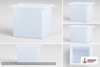 Dimensional spec drawing for Chem-Tainer 7 Gallon Rectangular Open Top Tank (14" L x 14" W x 13" H)
