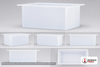 Dimensional spec drawing for Chem-Tainer 9 Gallon Rectangular Open Top Tank (21" L x 16" W x 9" H)