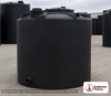 Snyder Industries 2500 Gallon Black Vertical Storage Tank. Polyethylene; Black; dimensions 98.0in H x 96.0in W x 96.0in L; 510.0 lb empty; 1.5 specific gravity rating; fittings: 1 Outlet , 1 Manway / Lid; max temp 120 deg  F / 48 deg  C; 3 Year Warranty. Manufacturer part number 5090300C37-BLACK. Sold by OneSource Plastics (https://www.onesourceplastics.com).