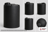 Dimensional spec drawing for Snyder 1550 Gallon Vertical Storage Tank (64" L x 64" W x 124" H)