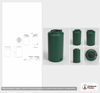 Dimensional spec drawing for Enduraplas 340 Gallon Vertical Water Tank (40" L x 40" W x 74" H)