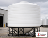 Enduraplas 8000 Gallon White Cone Bottom Tank. Polyethylene; Natural White; dimensions 158.0in H x 144.0in W x 144.0in L; 2100.0 lb empty; 1.9 specific gravity rating; fittings: 1 Outlet , 1 Manway / Lid; 10 Year Warranty with Activation. Manufacturer part number THC08000W. Sold by OneSource Plastics (https://www.onesourceplastics.com).