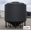 Enduraplas 7011 Gallon Black Cone Bottom Tank. Polyethylene; Black; 141" H x 144" W x 144" L; fittings: 1 Outlet, 1 Manway /