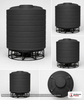 Dimensional spec drawing for Enduraplas 8000 Gallon Cone Bottom Tank (144" L x 144" W x 158" H)