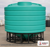 Enduraplas 6011 Gallon Green Cone Bottom Tank. Polyethylene; Green; dimensions 125.0in H x 144.0in W x 144.0in L; 1300.0 lb empty; 1.9 specific gravity rating; fittings: 1 Outlet , 1 Manway / Lid; 10 Year Warranty with Activation. Manufacturer part number THC06011G. Sold by OneSource Plastics (https://www.onesourceplastics.com).