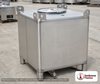 Snyder Industries 350 Gallon 304 Stainless Steel Supertainer IBC Tote Tank. 304 Stainless Steel; Silver; dimensions 47.25in H x 48.0in W x 42.0in L; 469.0 lb empty; fittings: 1 Inlet , 1 Outlet , 1 Manway / Lid. Manufacturer part number 6984300B51308. Sold by OneSource Plastics (https://www.onesourceplastics.com).