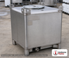 Snyder Industries 300 Gallon 304 Stainless Steel Supertainer IBC Tote Tank. 304 Stainless Steel; Silver; dimensions 41.25in H x 48.0in W x 42.0in L; 424.0 lb empty; fittings: 1 Inlet , 1 Outlet , 1 Manway / Lid. Manufacturer part number 6984000B51303. Sold by OneSource Plastics (https://www.onesourceplastics.com).