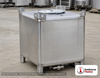 Snyder Industries 350 Gallon 304 Stainless Steel Supertainer IBC Tote Tank. 304 Stainless Steel; Silver; dimensions 47.25in H x 48.0in W x 42.0in L; 469.0 lb empty; fittings: 1 Inlet , 1 Outlet , 1 Manway / Lid. Manufacturer part number 6984300B51338. Sold by OneSource Plastics (https://www.onesourceplastics.com).