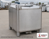 Snyder Industries 350 Gallon 304 Stainless Steel Supertainer IBC Tote Tank. 304 Stainless Steel; Silver; dimensions 47.25in H x 48.0in W x 42.0in L; 469.0 lb empty; fittings: 1 Inlet , 1 Outlet , 1 Manway / Lid. Manufacturer part number 6984300B51318. Sold by OneSource Plastics (https://www.onesourceplastics.com).