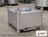 Snyder Industries 120 Gallon 304 Stainless Steel Supertainer IBC Tote Tank. 304 Stainless Steel; Silver; dimensions 23.25in H x 48.0in W x 42.0in L; 315.0 lb empty; fittings: 1 Inlet , 1 Outlet , 1 Manway / Lid. Manufacturer part number 6984000B51320. Sold by OneSource Plastics (https://www.onesourceplastics.com).