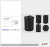 Dimensional spec drawing for Snyder 150 Gallon Double Wall Tank (34" L x 34" W x 62" H)
