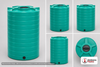 Dimensional spec drawing for Enduraplas 1100 Gallon Vertical Storage Tank (60" L x 60" W x 97" H)
