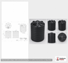 Dimensional spec drawing for Enduraplas 2500 Gallon Vertical Storage Tank (90" L x 90" W x 113" H)