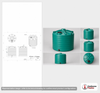 Dimensional spec drawing for Enduraplas 6250 Gallon Vertical Storage Tank (120" L x 120" W x 147" H)
