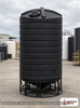 Enduraplas 6000 Gallon Black Cone Bottom Tank. Polyethylene; Black; dimensions 195.0in H x 110.0in W x 110.0in L; 1100.0 lb empty; 1.9 specific gravity rating; fittings: 1 Outlet , 1 Manway / Lid; 10 Year Warranty with Activation. Manufacturer part number THC06000B. Sold by OneSource Plastics (https://www.onesourceplastics.com).