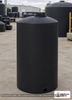 Chem-Tainer 130 Gallon Vertical Storage Tank. Polyethylene; Black; 84" H x 23" W x 23" L; fittings: 1 Outlet, 1 Manway /