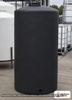 Chem-Tainer 300 Gallon Vertical Storage Tank. Polyethylene; Black; dimensions 84.75in H x 35.0in W x 35.0in L; 80.0 lb empty; 1.5 specific gravity rating; fittings: 1 Outlet , 1 Manway / Lid; max temp 120 deg  F / 48 deg  C; 3 Year Warranty. Manufacturer part number TC3581IC-BLACK. Sold by OneSource Plastics (https://www.onesourceplastics.com).