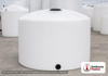 Chem-Tainer 2500 Gallon Vertical Storage Tank. Polyethylene; Natural White; dimensions 89.0in H x 95.0in W x 95.0in L; 500.0 lb empty; 1.5 specific gravity rating; fittings: 1 Outlet , 1 Manway / Lid; max temp 120 deg  F / 48 deg  C; 3 Year Warranty. Manufacturer part number TC9589IC-NAT. Sold by OneSource Plastics (https://www.onesourceplastics.com).