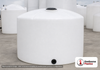 Chem-Tainer 2500 Gallon Vertical Storage Tank. Polyethylene; Natural White; 89" H x 95" W x 95" L; fittings: 1 Outlet, 1
