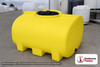 Enduraplas 250 Gallon Yellow Horizontal Leg Tank. Polyethylene; Yellow; dimensions 34.0in H x 47.0in W x 55.0in L; 110.0 lb empty; 1.9 specific gravity rating; fittings: 1 Outlet , 1 Manway / Lid; 10 Year Warranty with Activation. Manufacturer part number THF00250Y. Sold by OneSource Plastics (https://www.onesourceplastics.com).