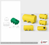 Dimensional spec drawing for Enduraplas 1200 Gallon Horizontal Leg Tank (102" L x 70" W x 59" H)