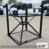 Norwesco 300/500 Gallon Cone Bottom Stand. Painted Steel; Black; dimensions 34.0in H x 38.0in W x 38.0in L; 95.0 lb empty. Manufacturer part number 63933. Manufactured by Norwesco. Sold by OneSource Plastics (https://www.onesourceplastics.com).