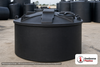 Snyder Industries 1000 Gallon ASTM XLPE Black Heavy Duty Vertical Storage Tank. Crosslinked Linear Polyethylene; Black; dimensions 69.0in H x 74.0in W x 74.0in L; 320.0 lb empty; 1.9 specific gravity rating; fittings: 1 Manway / Lid; max temp 120 deg  F / 48 deg  C; 3 Year Warranty. Manufacturer part number 5990100n48. Manufactured by Snyder. Sold by OneSource Plastics (https://www.onesourceplastics.com).