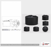 Dimensional spec drawing for Snyder 1000 Gallon Vertical Storage Tank (74" L x 74" W x 69" H)