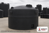 Snyder Industries 8750 Gallon ASTM Black Heavy Duty Vertical Storage Tank. High Density Linear Polyethylene; Black; dimensions 146.0in H x 142.0in W x 142.0in L; 2400.0 lb empty; 1.9 specific gravity rating; fittings: 1 Manway / Lid; max temp 120 deg  F / 48 deg  C; 3 Year Warranty. Manufacturer part number 5360100n51. Manufactured by Snyder. Sold by OneSource Plastics (https://www.onesourceplastics.com).