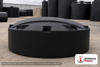 Snyder Industries 4500 Gallon ASTM Black Vertical Storage Tank. Polyethylene; Black; dimensions 91.0in H x 143.0in W x 143.0in L; 900.0 lb empty; 1.5 specific gravity rating; fittings: 1 Manway / Lid; max temp 120 deg  F / 48 deg  C; 3 Year Warranty. Manufacturer part number 7000400n49. Manufactured by Snyder. Sold by OneSource Plastics (https://www.onesourceplastics.com).