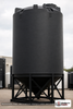 Snyder Industries 5500 Gallon Black Heavy Duty Cone Bottom Tank. High Density Linear Polyethylene; Black; dimensions 241.0in H x 90.0in W x 90.0in L; 1800.0 lb empty; 1.9 specific gravity rating; fittings: 1 Manway / Lid; max temp 100 deg  F / 37 deg  C. Manufacturer part number 7040000n51. Sold by OneSource Plastics (https://www.onesourceplastics.com).