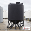 Snyder Industries 3000 Gallon Cone Bottom Tank. 3000 gallon capacity; Polyethylene; Black; dimensions 144.0in H x 90.0in W x 90.0in L; 500.0 lb empty; 1.5 specific gravity rating; 30-degree cone bottom; fittings: 1 Manway / Lid; max temp 100 deg  F / 37 deg  C. Manufacturer part number 5150000n49. Manufactured by Snyder. Sold by OneSource Plastics (https://www.onesourceplastics.com).
