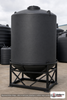Snyder Industries 2500 Gallon Cone Bottom Tank. 2500 gallon capacity; Polyethylene; Black; dimensions 125.0in H x 90.0in W x 90.0in L; 375.0 lb empty; 1.5 specific gravity rating; 30-degree cone bottom; fittings: 1 Manway / Lid; max temp 100 deg  F / 37 deg  C. Manufacturer part number 5110000n49. Manufactured by Snyder. Sold by OneSource Plastics (https://www.onesourceplastics.com).