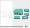 Dimensional spec drawing for Enduraplas 3200 Gallon Horizontal Leg Tank (145" L x 97" W x 84" H)
