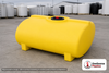 Enduraplas 100 Gallon Yellow Horizontal Sump Bottom Leg Tank. Polyethylene; Yellow; dimensions 27.0in H x 41.0in W x 46.0in L; 59.0 lb empty; 1.9 specific gravity rating; fittings: 1 Manway / Lid; 10 Year Warranty with Activation. Manufacturer part number THD00100Y. Sold by OneSource Plastics (https://www.onesourceplastics.com).