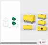 Dimensional spec drawing for Enduraplas 150 Gallon Horizontal Leg Tank (46" L x 41" W x 34" H)