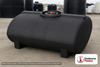 Enduraplas 100 Gallon Black Horizontal Sump Bottom Leg Tank. Polyethylene; Black; dimensions 27.0in H x 41.0in W x 46.0in L; 59.0 lb empty; 1.9 specific gravity rating; fittings: 1 Manway / Lid; 10 Year Warranty with Activation. Manufacturer part number THD00100B. Sold by OneSource Plastics (https://www.onesourceplastics.com).