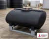 Enduraplas 100 Gallon Black Horizontal Sump Bottom Leg Tank w/ Frame. Polyethylene; Black; dimensions 28.0in H x 41.0in W x 46.0in L; 59.0 lb empty; 1.9 specific gravity rating; fittings: 1 Manway / Lid; 10 Year Warranty with Activation. Manufacturer part number THD00100KB. Sold by OneSource Plastics (https://www.onesourceplastics.com).
