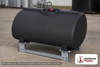 Enduraplas 150 Gallon Black Horizontal Sump Bottom Leg Tank w/ Frame. Polyethylene; Black; dimensions 34.0in H x 41.0in W x 46.0in L; 70.0 lb empty; 1.9 specific gravity rating; fittings: 1 Manway / Lid; 10 Year Warranty with Activation. Manufacturer part number THD00150KB. Sold by OneSource Plastics (https://www.onesourceplastics.com).