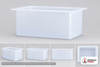 Dimensional spec drawing for Chem-Tainer 60 Gallon Rectangular Open Top Tank (48" L x 24" W x 12" H)