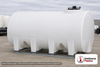 Enduraplas 2500 Gallon White Horizontal Sump Bottom Leg Tank w/ Frame. Polyethylene; Natural White; dimensions 78.0in H x 87.0in W x 130.0in L; 1045.0 lb empty; 1.9 specific gravity rating; fittings: 1 Manway / Lid; 10 Year Warranty with Activation. Manufacturer part number THD02500KW. Sold by OneSource Plastics (https://www.onesourceplastics.com).