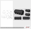Dimensional spec drawing for Enduraplas 2800 Gallon Horizontal Leg Tank (145" L x 97" W x 75" H)